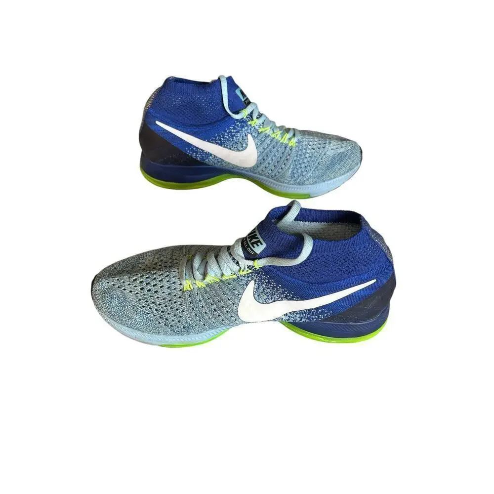 Nike Zoom All Out Flyknit Sneakers Shoes Blue Green 845361-400 Women's Size 8